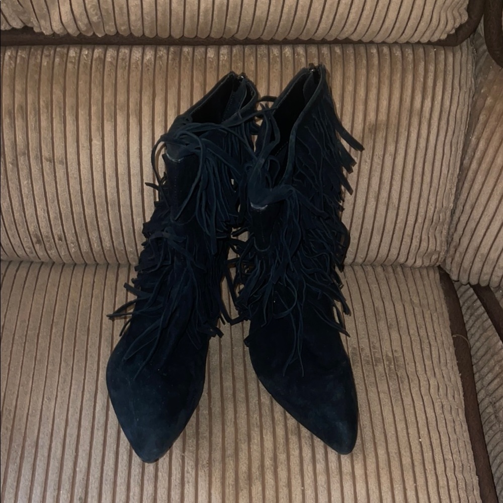 Steve Madden Black Fringe Ankle Booties